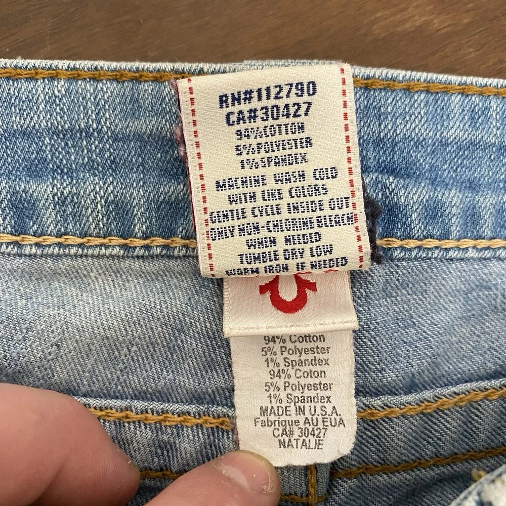 True Religion Men's 31 Blue Denim Shorts Regular Fit Light Wash 5-Pocket Natalie